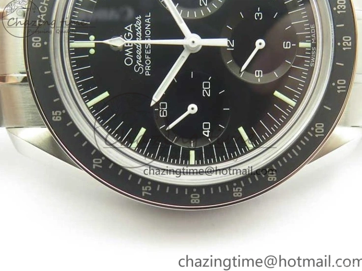 0419 Durable Speedmaster Professional SS OMF Best Edition Black Dial on SS Bracelet Manual Winding Chrono Movement 7995